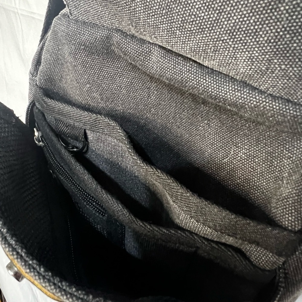 OU LI LAI Casual Charcial Gray Stone Wash Canvas Bag with Adj Shoulder Strap - Picture 6 of 13